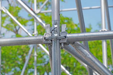 Stack of new metal trusses for mounting the stage