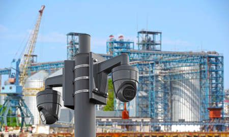 Security cameras for the safety and elevating complex for transshipment of grain and oilseeds as...