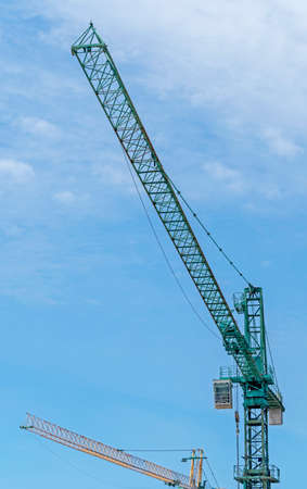 part of construction crane at blue sky backgroundの写真素材