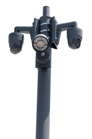 Spherical IP security cameras on white background