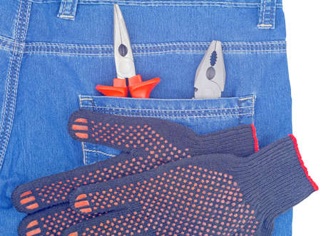 the pliers in new blue jeans pocketの写真素材