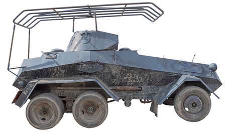 The model of armored car WW2 on the white backgroundの写真素材