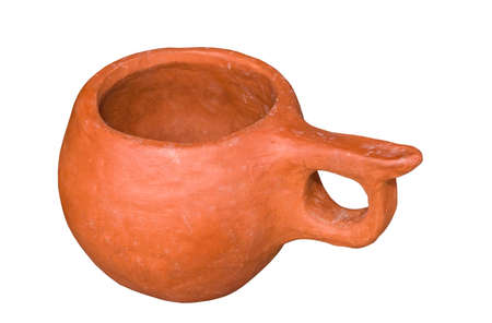 Clay mug on white backgroundの写真素材