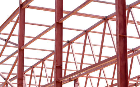 Steel Frames of A Building Under Construction on white background