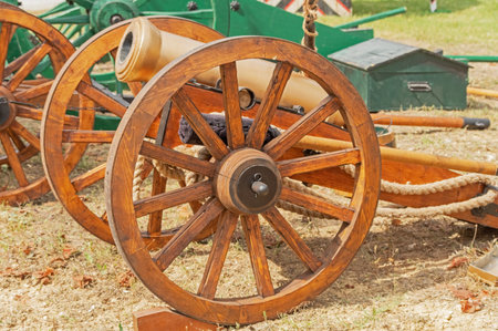 model of Old medieval artillery canon on the position