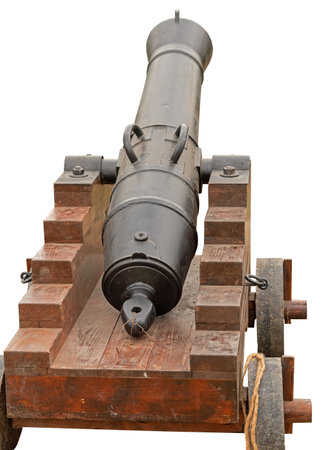 the Old ship cannon on white backgroundの写真素材
