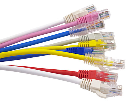 Network Cable Over White Background