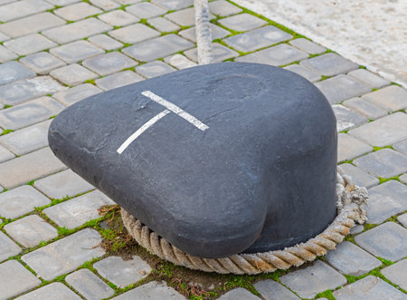 rope and marina bollard on moorage