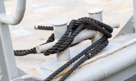 rope and marina bollard on moorage
