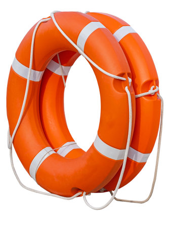 red rescue rings on white backgroundの写真素材