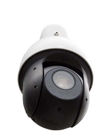 Spherical IP security camera on white background