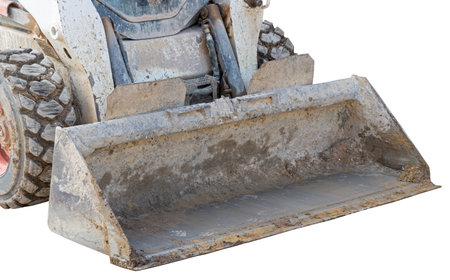 part of modern excavators machines on white background