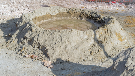 concrete powder and water on the construction site