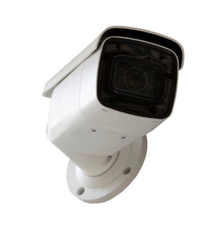 Spherical IP security camera on white background