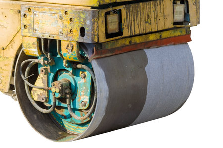 Heavy Vibration roller compactor for road repairing on white background
