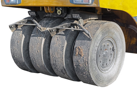 Heavy Vibration roller compactor for road repairing on white background