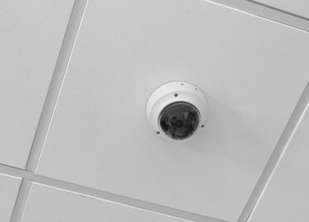 the Surveillance Dome IP Camera is mounted on the ceiling