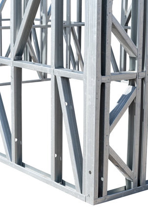 Steel Frames of A Building Under Construction on white background