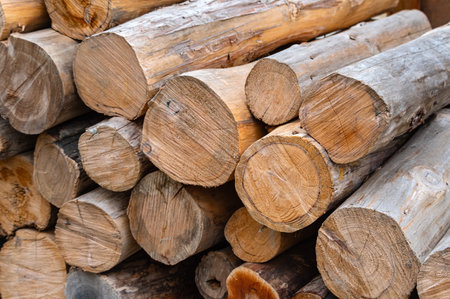 A large number of firewood neatly laid for later use