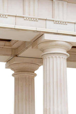 Architectural construction with columns on white background