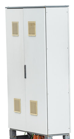 Outdoor cabinet for electrical equipment on white background