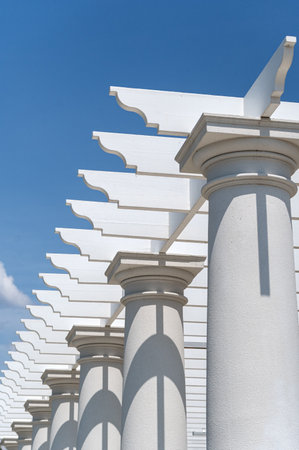 Summer outdoor terrace on beach of oceanの写真素材