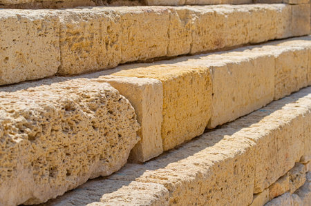 Texture of old stone wall at fortress as backgroundの写真素材