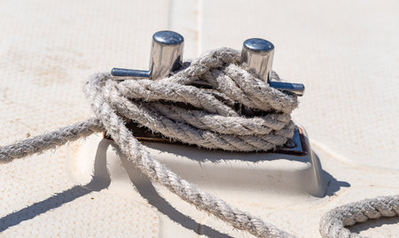 rope and old Marina bollard on moorage
