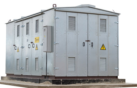 Electric Transformer room building on a white background