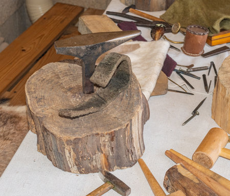 Blacksmith's tool. Hand-made antique tool for blacksmithingの写真素材