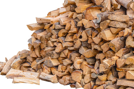 A large number of firewood neatly laid for later useの写真素材