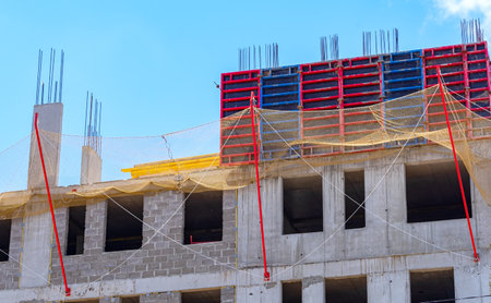 construction of a multi-storey residential building using monolithic frame technologyの写真素材