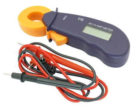 Digital multimeter on white backgroundの写真素材