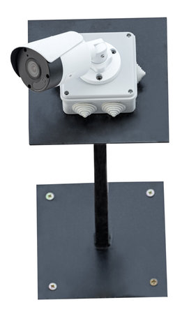 Spherical IP security camera on white background