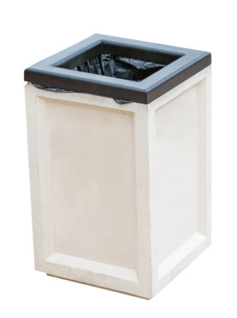 new stone city trash can on white backgroundの写真素材
