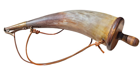 Souvenir horn for alcoholic drinks on a white background.の写真素材