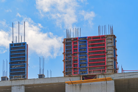 construction of a multi-storey residential building using monolithic frame technologyの写真素材