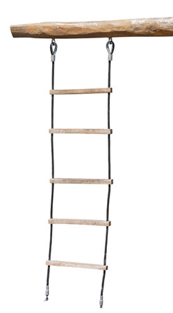 ladder on the rope on white backgroundの写真素材