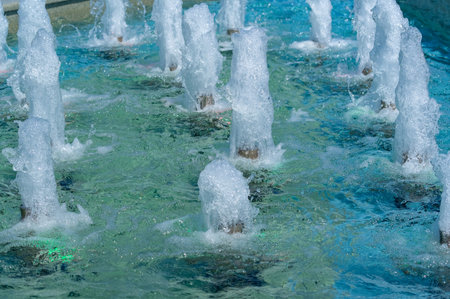 Opening fountains in the city, the fountain in the city parkの写真素材