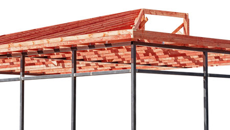 Construction of a summer pergola gazebo on a white background