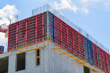 construction of a multi-storey residential building using monolithic frame technologyの写真素材