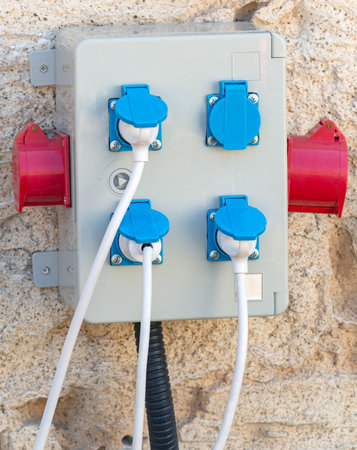 Outdoor cabinet for electrical equipment On the wallの写真素材