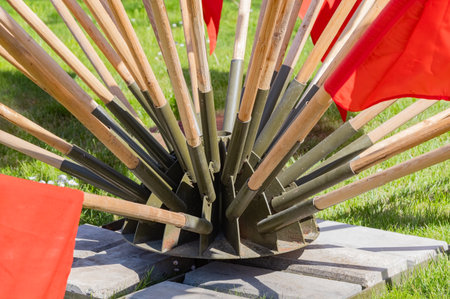 Metal mount for mounting multiple flags in one placeの写真素材