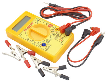 Digital multimeter on white backgroundの写真素材
