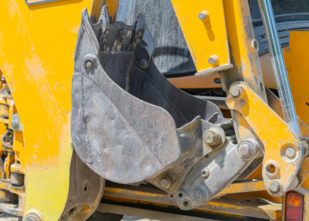 part of modern yellow excavator machines