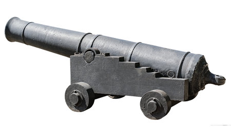 the Old ship cannon on white backgroundの写真素材