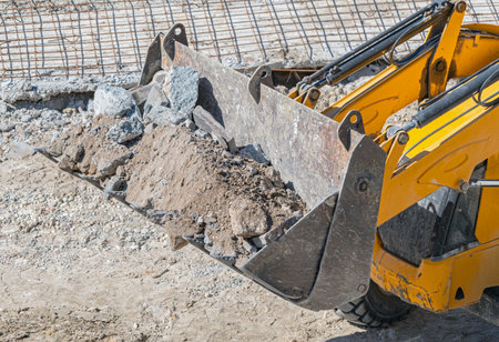 part of modern yellow excavators machines