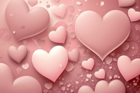 Valentine's day background with hearts.  illustration. Generative AIの素材