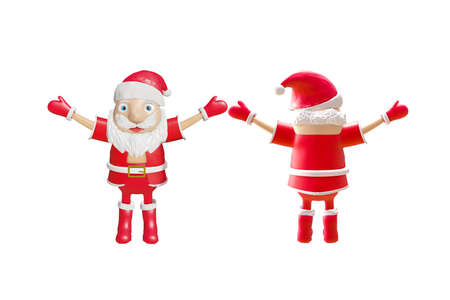 3d model of Santa claus, happy christmas icon ,decorations for Christmas greetings card, web, advert. Kind model, symbol isolated on white background.の写真素材