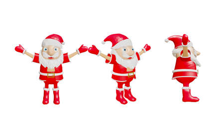 3d model of Santa Claus, happy Christmas icon ,decorations for Christmas greetings card, web, advert. Kind model, symbol isolated on white background.の写真素材